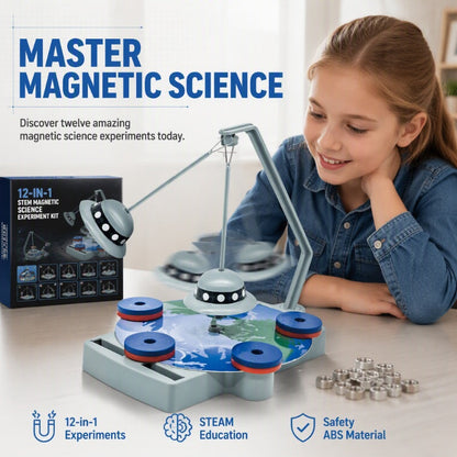 🧲 OFFERTA LIMITATA 50% DI SCONTO! Kit di Esperimenti Magnetici 12-in-1 – Giocattolo Educativo – Padroneggia la Scienza Magnetica, Costruisci un Treno Maglev & Sfida la Gravità! ✨