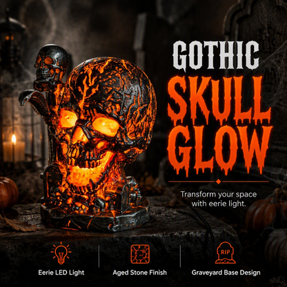 ✨ 50% SCONTO ✨ Lampada Teschio in Resina per Halloween – Decorazione Luminosa da Tavolo