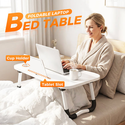 🔥 OFFERTA LIMITATA 50% DI SCONTO! ⚡ Tavolino Pieghevole da Letto per Laptop con Portabicchiere