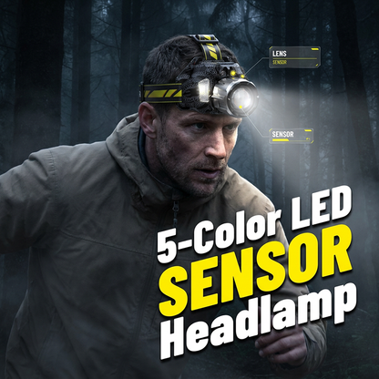 🔦 PROMO FLASH: 50% DI SCONTO! Torcia Frontale LED 5 Colori Ricaricabile – Sensore di Movimento & Modalità Pesca/UV per Mani Libere ✨