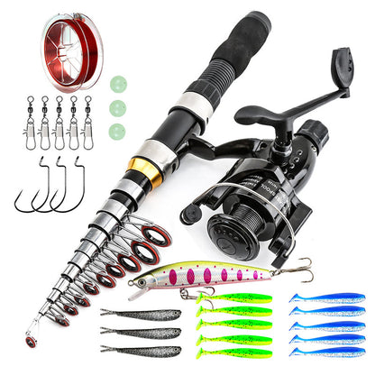 Set completo di attrezzatura da pesca da viaggio con borsa per il trasporto