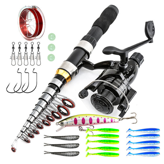 Set completo di attrezzatura da pesca da viaggio con borsa per il trasporto