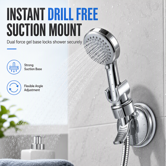 🚿 SCONTO DEL 50%! 🧲 Supporto per Soffione Doccia – A ventosa, regolabile e senza fori ✨