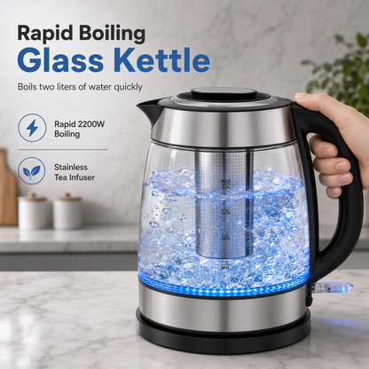 ☕ SCONTO DEL 50%! ⚡ Bollitore Elettrico in Vetro – 2L, spegnimento automatico e protezione surriscaldamento ✨