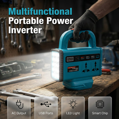 🔥 -50% Oggi: Inverter Portatile con Lampada LED – Convertitore di tensione multiuso per auto, camper e casa. Alimenta dispositivi ovunque, con luce d’emergenza integrata.