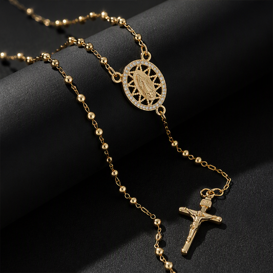 Collana a Catena con Rosario e Croce