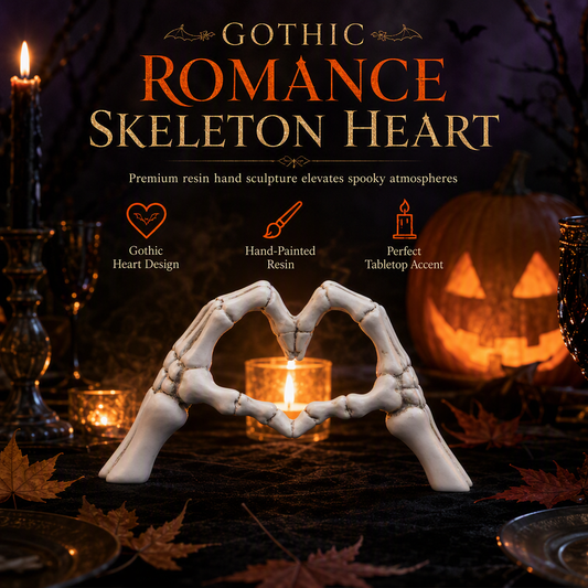 💀 50% DI SCONTO! 🎃 Statuetta Scheletro con Gesto del Cuore – Decorazione da Scrivania ✨