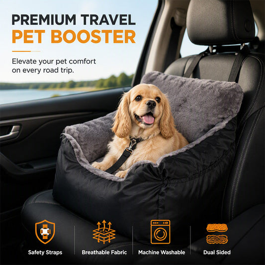 🐶 Seggiolino Rialzato per Animali in Auto | 55×50×35 cm, Oxford 600D Antigraffio 🛡️ | Schienale di Sostegno e Tasche Laterali 🧺 | Dall'Auto a Casa, un Rifugio Sicuro 🚗