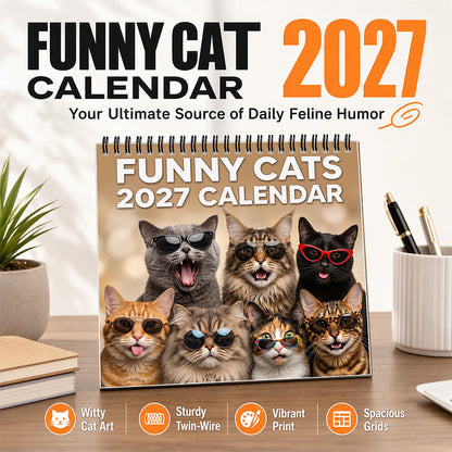 🐱 50% DI SCONTO! 🗓️ Calendario da parete 2027 con gatti divertenti – 12 mesi di umorismo felino ✨