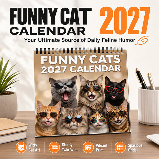 🐱 50% DI SCONTO! 🗓️ Calendario da parete 2027 con gatti divertenti – 12 mesi di umorismo felino ✨