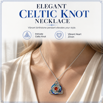 💎Collana con pietra di nascita a nodo celtico – Ciondolo a cuore in cristallo 🎁 Regalo significativo perfetto per lei