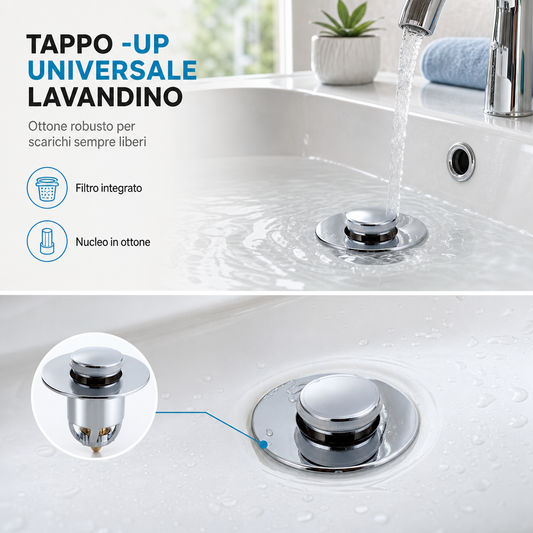 Tappo pop-up universale per scarico lavandino