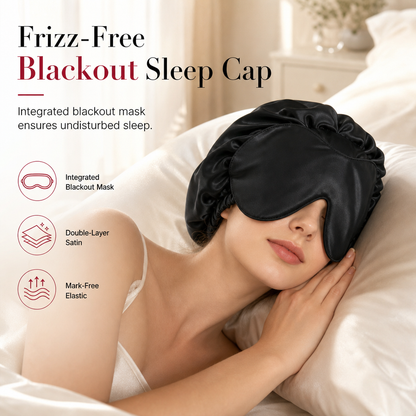 🌙 Cuffia da Notte in Raso 2-in-1 da Donna con Mascherina Oscurante Integrata – Capelli Protetti e Sonno al Buio ✨