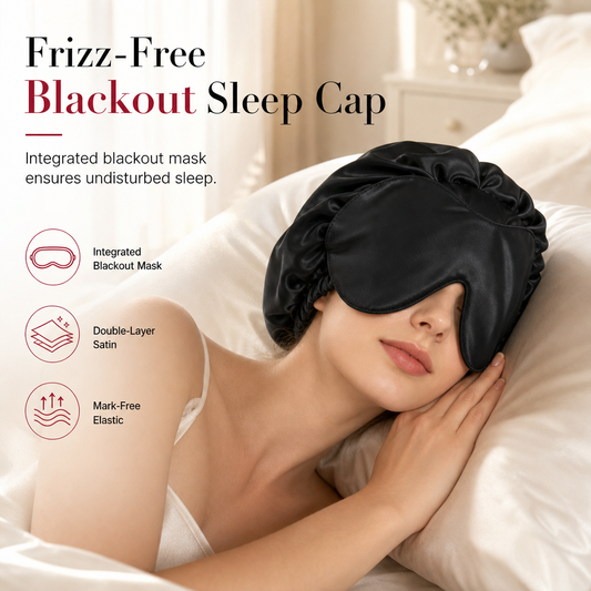 🌙 Cuffia da Notte in Raso 2-in-1 da Donna con Mascherina Oscurante Integrata – Capelli Protetti e Sonno al Buio ✨