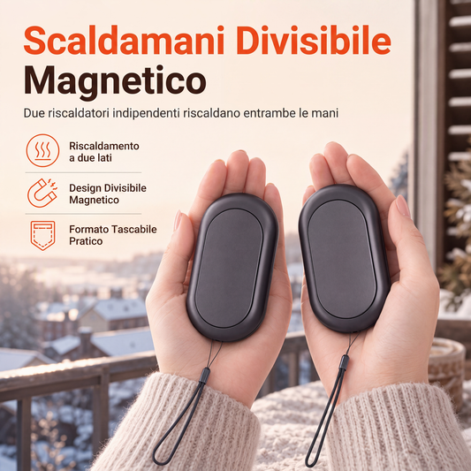 Scaldamani Ricaricabile Magnetico Divisibile 🔥🧤 | 2 in 1 USB