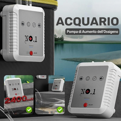 🐠 Aeratore per Acquario Silenzioso🔋Pompa Ossigeno Batteria, Ugelli 2/4 Fori, Compatto