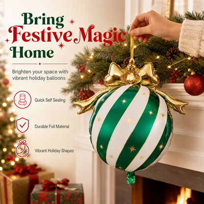 🎀🎄 Palloncini Natalizi da Appendere a Forma di Fiocco – Grandi Palloncini in Foil Lucido per Decorazioni Festive ✨