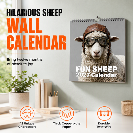 🐑 Simpatico Calendario da Tavolo con Pecorelle 2027 – Rilegatura a Spirale con Illustrazioni Divertenti e Spazio per Appunti ✨
