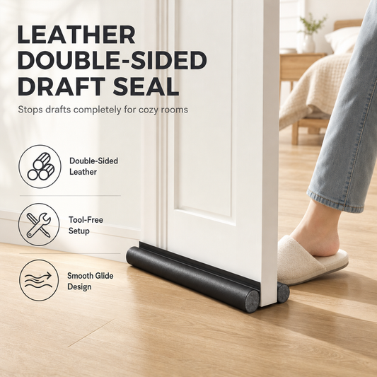 🚪 Paraspifferi Sottoporta Doppio in Pelle Resistente ❄️ | Isolamento Termico e Acustico con Schiuma Flessibile 🔇 | Barriera Anti-Spifferi, Polvere e Insetti | Universale