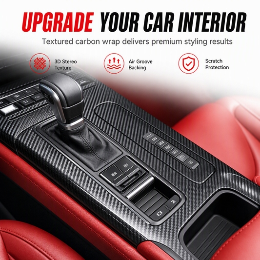 🚗 Pellicola Adesiva Fibra di Carbonio 3D/6D ✨ | Rivestimento Antigraffio per Interni Auto 🛡️ | Termoformabile Senza Bolle per Console e Cruscotto 💨 | Misure 30×100 / 127×30 cm 🏎️