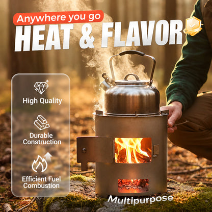 🔥⛺ PROMO LAMPO: 50% DI SCONTO! Stufa a legna portatile multifunzione – Cottura, Barbecue & Riscaldamento, Acciaio antiruggine & Tiraggio regolabile per cucina all'aperto ✨