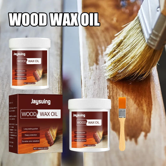 ⏳ Offerta a Tempo Limitato ⏳ Scomeri Trattamento Nutriente per Legno con Olio e Cera, 100 g – Pennello Incluso