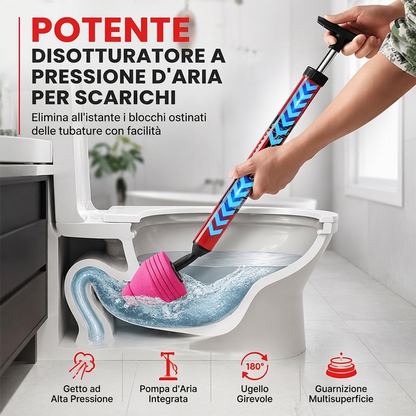 💥 Sblocca-Scarichi ad Alta Pressione per WC e Tubature – Aria Compressa, Nessun Chimico ✨