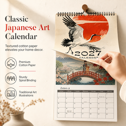Calendario da Parete Artistico per Casa e Ufficio – Illustrazioni Tradizionali Ukiyo-e