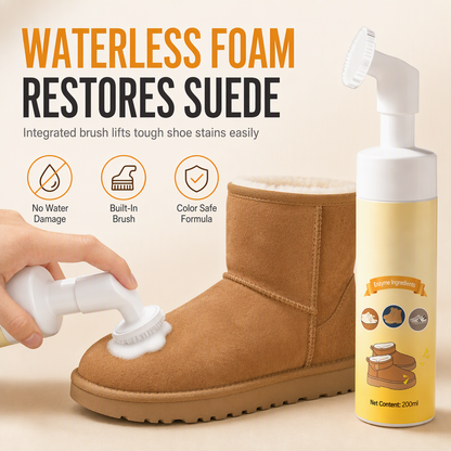 🥳 OFFERTA SPECIALE -50%! 👟 Detergente a Secco per Camoscio e Nabuk – Schiuma Smacchiante Senza Risciacquo con Spazzola in Silicone 🛡️