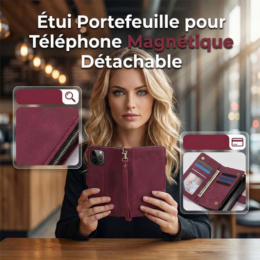 📱 Custodia Portafoglio Magnetica in Pelle PU 2-in-1 – Cover Staccabile, Porta Tessere e Supporto Stand ✨
