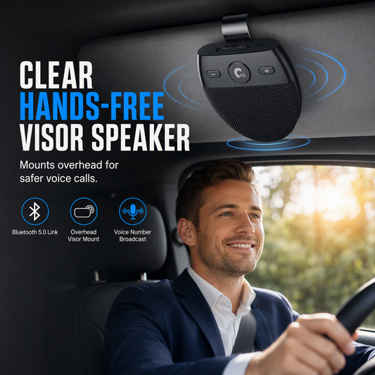 📢📢 Sconto 50% 🚗 SP11 Vivavoce Bluetooth per Aletta Parasole Auto – Accensione Automatica con Sensore di Vibrazione, Supporto A2DP e Annuncio Vocale del Chiamante
