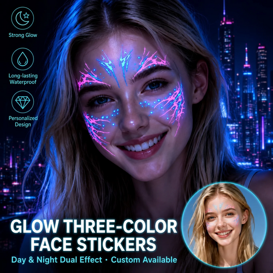📢📢 Prendi 1, Ricevi 1 Gratis ⏰ Tatuaggi Temporanei Facciali Luminosi per Halloween – Si Illuminano al Buio, Impermeabili e Sicuri