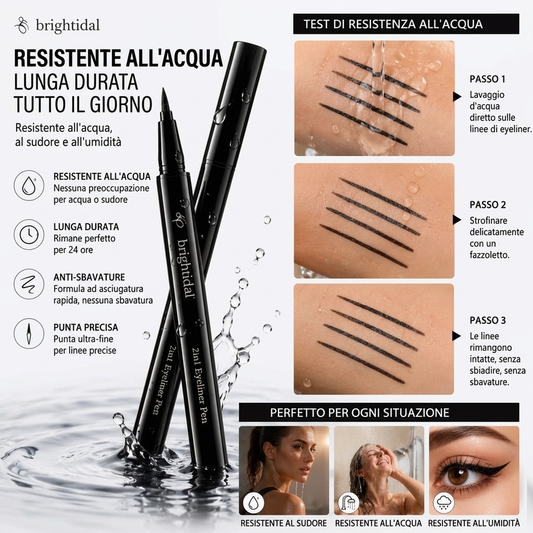 👁️ Penna Eyeliner Liquido Waterproof 24H 🖊️ | Punta Ultra-Fine Anti-Sbavatura a Prova di Sudore e Acqua ✨ | Tratto Preciso Intenso per Occhi Sensibili in Nero e Marrone 🖤🤎