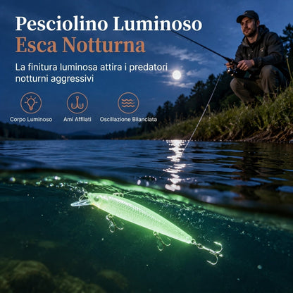 🎣 Esca Artificiale Minnow Luminosa – Esca Notturna da 7 cm 🌙✨