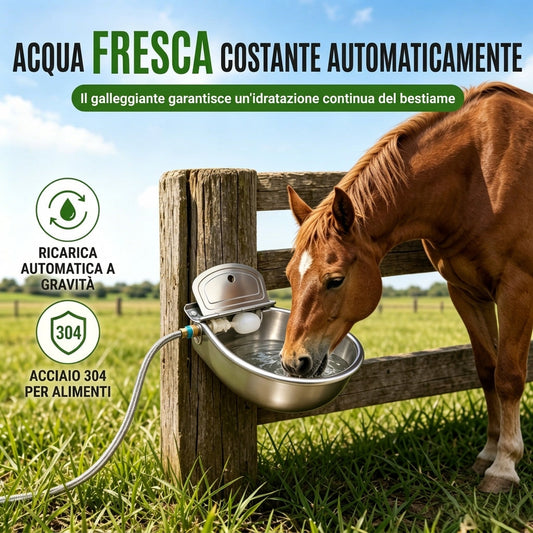 ⏳ Offerta Speciale a Tempo ⏰ 🐄 Abbeveratoio Automatico in Acciaio Inossidabile 304 con Gallegiante e Foro di Scarico per Bovini, Cavalli, Ovini e Cani 🤖