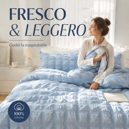 🔥 50% DI SCONTO 🛏️ Set copripiumino minimalista seersucker – Set di biancheria da letto a 3 pezzi tinta unita, morbido e traspirante per la zona notte ✨