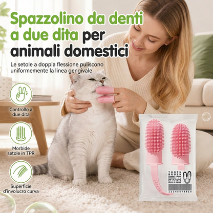 Spazzolino da dito per la pulizia e l'igiene orale di cani e gatti