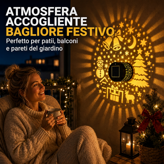 🎄❄️Luce di proiezione solare decorativa da parete per esterni – impermeabile IP65, accensione/spegnimento automatica. Proietta motivi festivi – perfetta per Natale e Halloween! 🏡✨