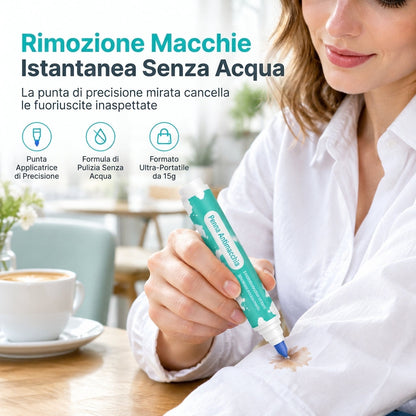 🖊️-50% SUBITO! Penna Rimuovi Macchie Portatile – Pulitore Immediato Senza Acqua per Macchie su Tessuti, Punta Precisa per Caffè, Alimenti e Bevande