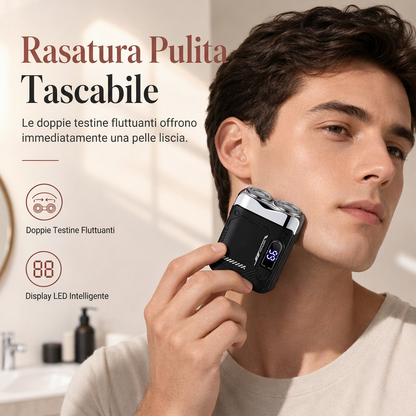🥳SVENTOLA ESTIVA 2026🥳💞OLTRE 50.000 VENDITE! 🪒✨ SCONTO DEL 50%! Rasoio Elettrico Portatile Mini a DoTesta – Testine Dual Flottanti, uso a Secco e con Schiuma, Indicatore LED della Carica. Dimensioni tascabili per una rasatura perfetta ovunque! 🧔💪
