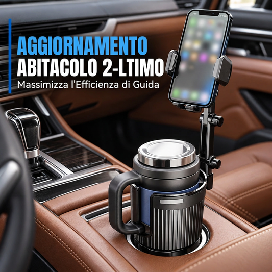 Adattatore 2 in 1 per portabicchieri auto con supporto regolabile per telefono