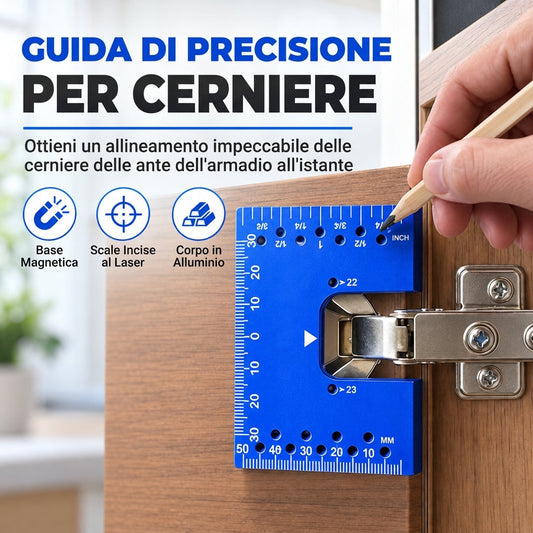 🔥SCONTO DEL 50%!!📢🔩 Modello per L'installazione della Cerniera Magnetica in Lega di Alluminio – Strumento Rapido per il Posizionamento delle Piastre di Fissaggio🔧