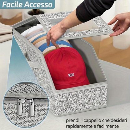 🔥 SCONTO DEL 50%!!📢🧢 Scatole impilabili per cappellini da baseball – salvaspazio e antipolvere, mantieni i cappelli in ordine e facili da trovare📦