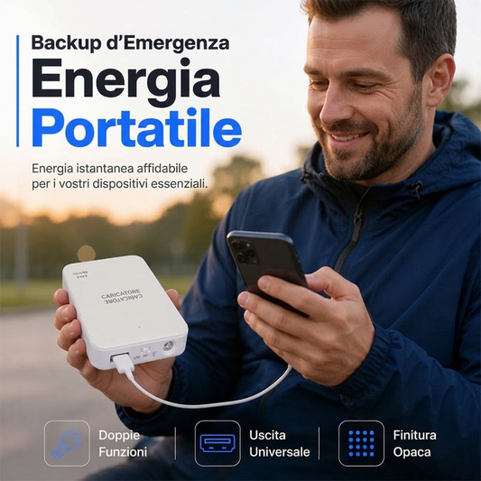 🔋 SCONTO DEL 50% SUBITO! Power Bank Portatile di Emergenza – Caricabatterie Universale Veloce con Torcia LED, Batteria Esterna Finitura Opaca per Telefono, Campeggio all'Aperto e Viaggi