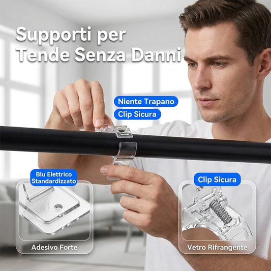 📢📢SCONTO DEL 50%!! ⏰ Supporti per aste di tendenza autoadesivi – Senza fori, design discreto e portata fino a 7,7 kg