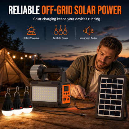 Radio di emergenza solare portatile con altoparlante Bluetooth, torcia e ricarica a 5 V