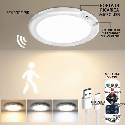 💡 ILLUMINAZIONE INTELLIGENTE PER IL TUO INTERNO! ✨ Plafoniera magnetica con sensore di movimento e telecomando