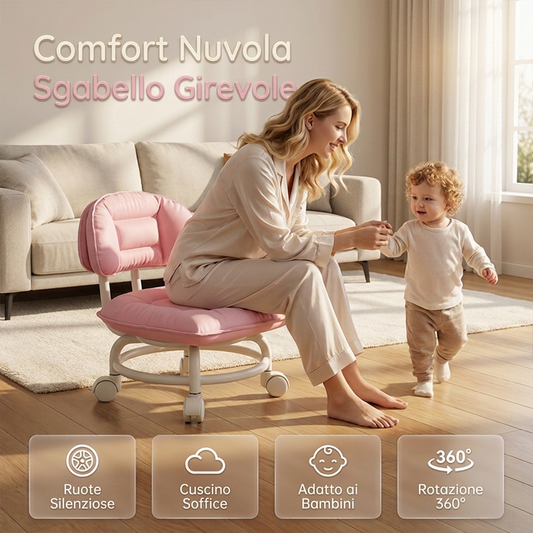 📢📢 SCONTO DEL 50% !! ⏳ Sgabello basso con rotelle e schienale ⚙️🪑